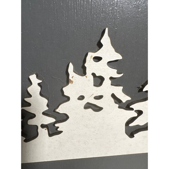 Lake Life Wooden Round Plaque Sign Grey White Black Laser Cut Trees Design 12" - Picture 4 of 6